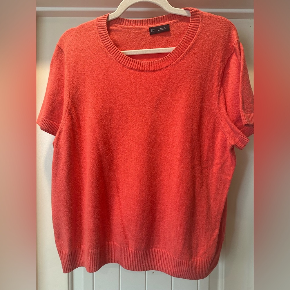 Gap CashSoft Short Sleeve Baby Tee Sweater XL TALL Coral Pink
